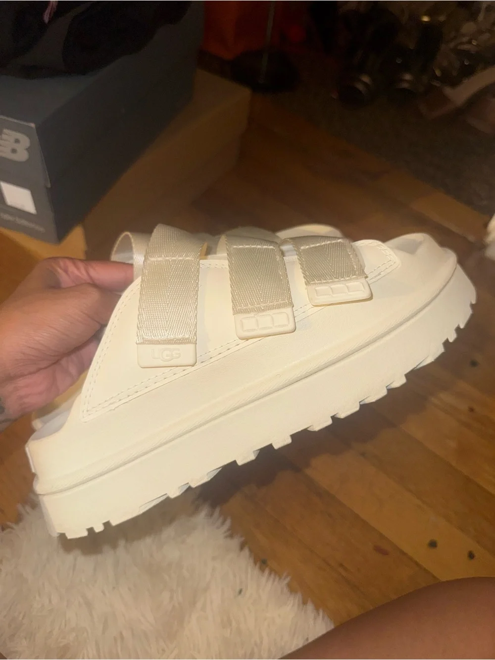 UGG Cream Platform Slide Sandals